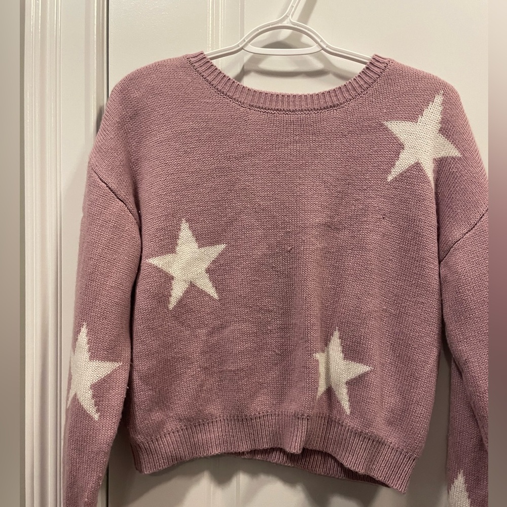 Girls size 16 lilac/star print sweater